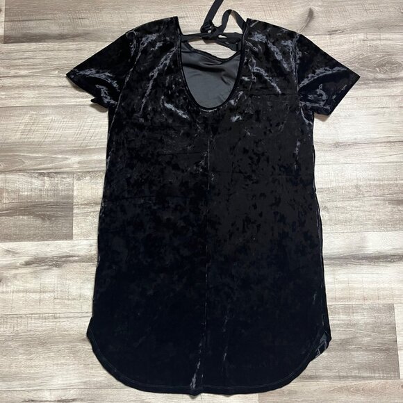 Z Supply Short Sleeve Scoop Neck Dress Mini Velvet Black NWT Women’s Size M - Picture 3 of 8